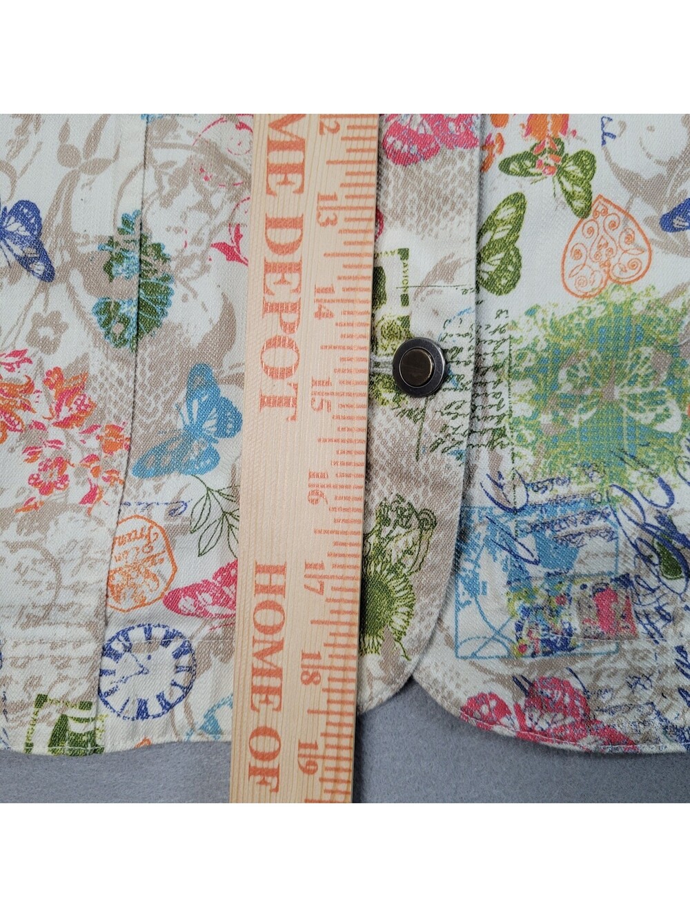 Christopher & Banks Size XL PASTEL Floral Jean Jacket Comfort Stretch- 3/4 SLEE - Picture 7 of 9